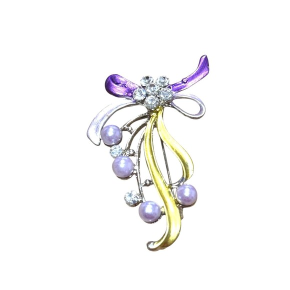 Indio Jewelry Jewelry - Purple Enamel and Silver Plated Flower Brooch #22078